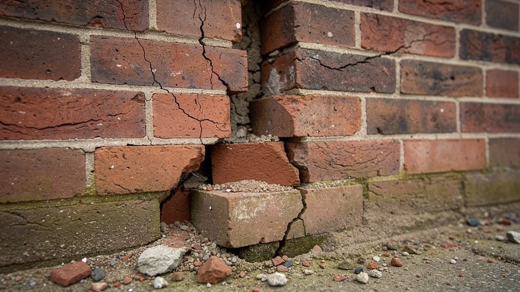 Structural crack in foundation wall - common defect in Bath properties